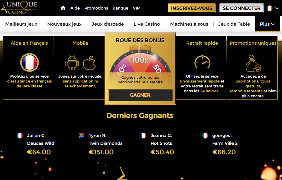 unique casino accueil